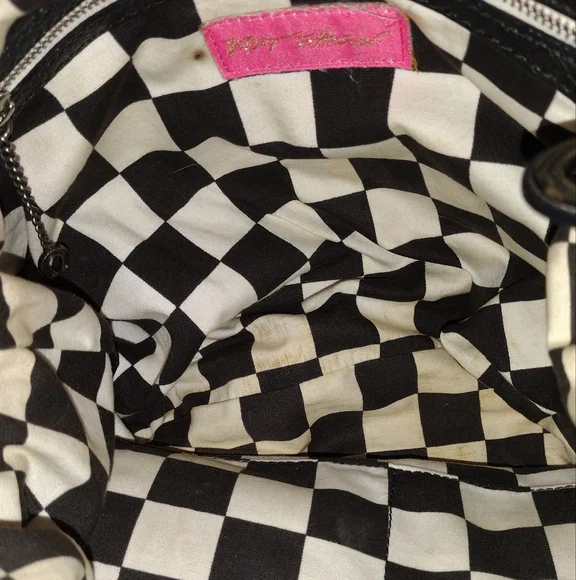Rare Y2K XL Y2K Betsey Johnson Black Leather Studded "Strap Tease" Shoul… - Picture 6 of 15